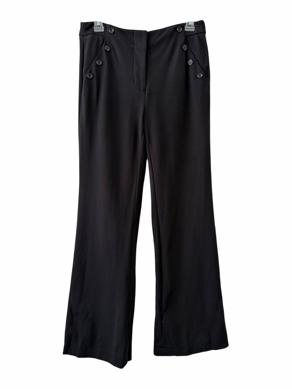 White House Black Market Women’s Black Flare Leg Button Detail Pants size 4
